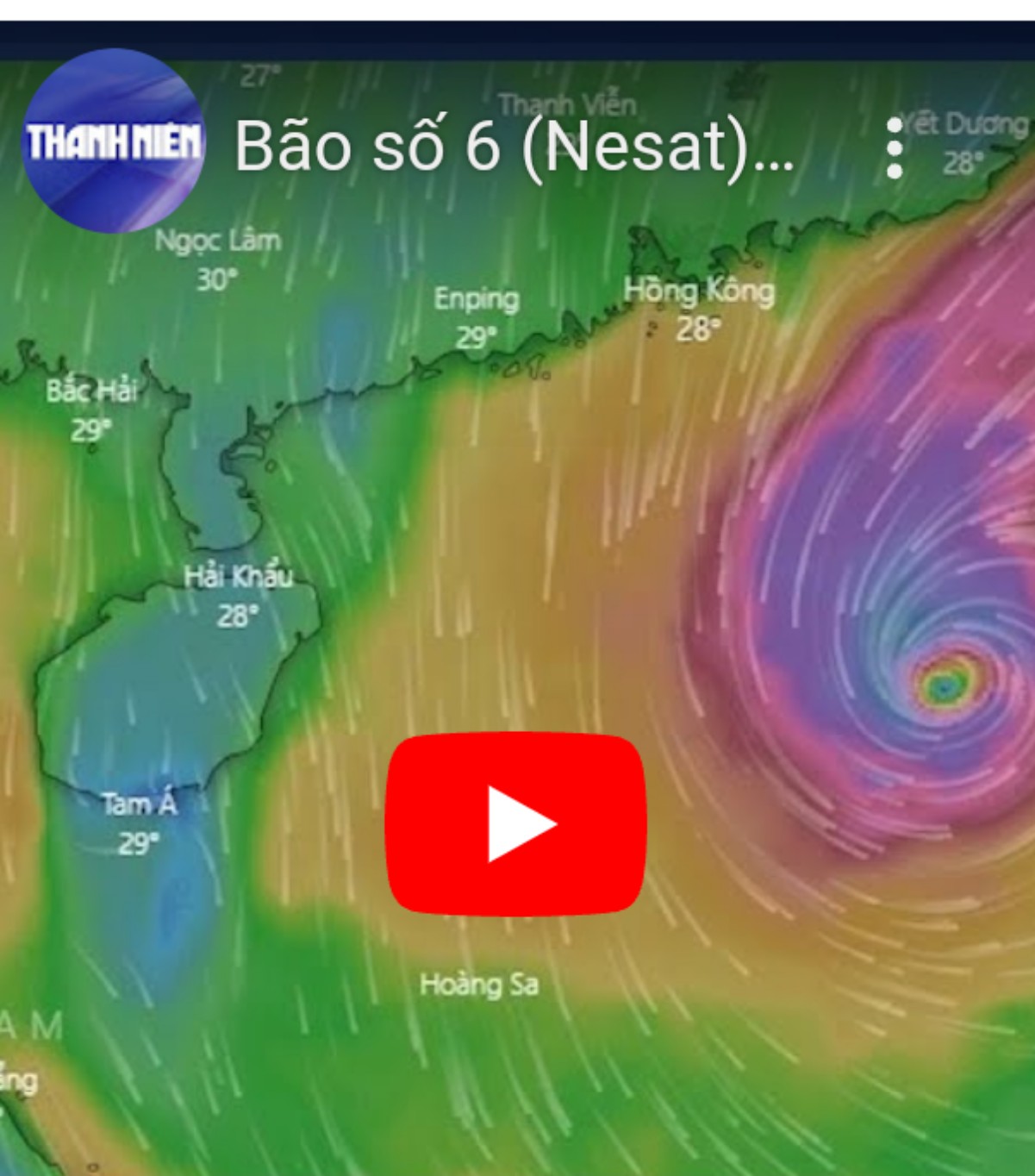 Bão số 6 (Nesat) tiếp tục mạnh thêm, cách Hoàng Sa hơn 500 km